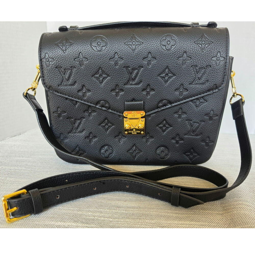 Louis Vuitton Pochette Métis Black Embossed Empreinte Leather Gold Lock Closure